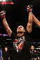 LOS ANGELES, CA - AUGUST 04:  Mike Swick celebrates defeating Damarques Johnson by way of TKO in the second round during the UFC on FOX at Staples Center on August 4, 2012 in Los Angeles, California.  (Photo by Josh Hedges/Zuffa LLC via Getty Images)