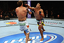 LOS ANGELES, CA - AUGUST 04:  Lyoto Machida (R) takes on Ryan Bader (L) in their light heavyweight bout during the UFC on FOX at Staples Center on August 4, 2012 in Los Angeles, California.  (Photo by Josh Hedges/Zuffa LLC via Getty Images)