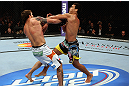 LOS ANGELES, CA - AUGUST 04:  Lyoto Machida (R) takes on Ryan Bader (L) in their light heavyweight bout during the UFC on FOX at Staples Center on August 4, 2012 in Los Angeles, California.  (Photo by Josh Hedges/Zuffa LLC via Getty Images)