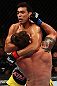 LOS ANGELES, CA - AUGUST 04:  Lyoto Machida  lands a punch that knocks out Ryan Bader in the second round during the UFC on FOX at Staples Center on August 4, 2012 in Los Angeles, California.  (Photo by Josh Hedges/Zuffa LLC/Zuffa LLC via Getty Images)