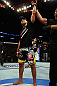 LOS ANGELES, CA - AUGUST 04:  Lyoto Machida celebrates his win over Ryan Bader by way of knock out in the second round during the UFC on FOX at Staples Center on August 4, 2012 in Los Angeles, California.  (Photo by Josh Hedges/Zuffa LLC via Getty Images)