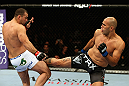 LOS ANGELES, CA - AUGUST 04:  Brandon Vera (R) kicks Shogun Rua (L) in their light heavyweight bout during the UFC on FOX at Staples Center on August 4, 2012 in Los Angeles, California. Rua defeated Vera by way of TKO in the fourth round.  (Photo by Josh Hedges/Zuffa LLC/Zuffa LLC via Getty Images)