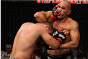 LOS ANGELES, CA - AUGUST 04:  Brandon Vera (R) exchange strikes with Shogun Rua (L) in their light heavyweight bout during the UFC on FOX at Staples Center on August 4, 2012 in Los Angeles, California. Rua defeated Vera by way of TKO in the fourth round.  (Photo by Josh Hedges/Zuffa LLC/Zuffa LLC via Getty Images)