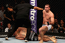 LOS ANGELES, CA - AUGUST 04:  Referee Herb Dean stops the fight after Maurico 'Shogun' Rua knocks out Brandon Vera in the fourth round during the UFC on FOX at Staples Center on August 4, 2012 in Los Angeles, California.  (Photo by Josh Hedges/Zuffa LLC/Zuffa LLC via Getty Images)