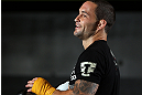 DENVER, CO - AUGUST 08:  Frankie Edgar works out for the media during the UFC 150 open workouts at the Muscle Pharm Sports Science Center on August 8, 2012 in Denver, Colorado. (Photo by Josh Hedges/Zuffa LLC/Zuffa LLC via Getty Images)
