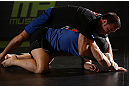 DENVER, CO - AUGUST 08:  Jake Shields works out for the media during the UFC 150 open workouts at the Muscle Pharm Sports Science Center on August 8, 2012 in Denver, Colorado. (Photo by Josh Hedges/Zuffa LLC/Zuffa LLC via Getty Images)