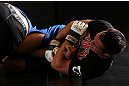DENVER, CO - AUGUST 08:  Jake Shields works out for the media during the UFC 150 open workouts at the Muscle Pharm Sports Science Center on August 8, 2012 in Denver, Colorado. (Photo by Josh Hedges/Zuffa LLC/Zuffa LLC via Getty Images)
