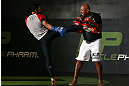 DENVER, CO - AUGUST 08:  Benson Henderson works out for the media during the UFC 150 open workouts at the Muscle Pharm Sports Science Center on August 8, 2012 in Denver, Colorado. (Photo by Josh Hedges/Zuffa LLC/Zuffa LLC via Getty Images)