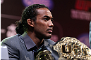 DENVER, CO - AUGUST 09:  Benson Henderson interacts with media and fans during the UFC 150 press conference at the Fillmore Auditorium on August 9, 2012 in Denver, Colorado. (Photo by Josh Hedges/Zuffa LLC/Zuffa LLC via Getty Images)