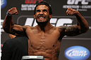 DENVER, CO - AUGUST 10:  Dennis Bermudez makes weight during the UFC 150 weigh in at Pepsi Center on August 10, 2012 in Denver, Colorado. (Photo by Josh Hedges/Zuffa LLC/Zuffa LLC via Getty Images)