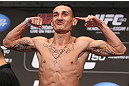 DENVER, CO - AUGUST 10:  Max Holloway makes weight during the UFC 150 weigh in at Pepsi Center on August 10, 2012 in Denver, Colorado. (Photo by Josh Hedges/Zuffa LLC/Zuffa LLC via Getty Images)