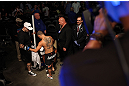 DENVER, CO - AUGUST 11:  Chico Camus prepares to enter the Octagon before his bout against Dustin Pague at UFC 150 inside Pepsi Center on August 11, 2012 in Denver, Colorado. (Photo by Nick Laham/Zuffa LLC/Zuffa LLC via Getty Images)