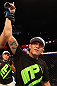 DENVER, CO - AUGUST 11:  Erik Perez reacts after knocking out Ken Stone during their bantamweight bout at UFC 150 inside Pepsi Center on August 11, 2012 in Denver, Colorado. (Photo by Nick Laham/Zuffa LLC/Zuffa LLC via Getty Images)