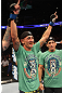 DENVER, CO - AUGUST 11:  Max Holloway reacts after knocking out Justin Lawrence during their featherweight bout at UFC 150 inside Pepsi Center on August 11, 2012 in Denver, Colorado. (Photo by Nick Laham/Zuffa LLC/Zuffa LLC via Getty Images)