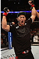 DENVER, CO - AUGUST 11:  Yushin Okami reacts after defeating Buddy Roberts during their middleweight bout at UFC 150 inside Pepsi Center on August 11, 2012 in Denver, Colorado. (Photo by Nick Laham/Zuffa LLC/Zuffa LLC via Getty Images)