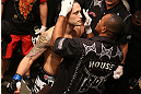 DENVER, CO - AUGUST 11:  Frankie Edgar prepares to enter the Octagon before his bout against Benson Henderson at UFC 150 inside Pepsi Center on August 11, 2012 in Denver, Colorado. (Photo by Nick Laham/Zuffa LLC/Zuffa LLC via Getty Images)