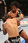 DENVER, CO - AUGUST 11:  (R-L) Benson Henderson punches Frankie Edgar during their lightweight championship bout at UFC 150 inside Pepsi Center on August 11, 2012 in Denver, Colorado. (Photo by Nick Laham/Zuffa LLC/Zuffa LLC via Getty Images)