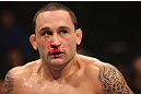 DENVER, CO - AUGUST 11:  Frankie Edgar walks back to his corner between rounds during his bout against Benson Henderson at UFC 150 inside Pepsi Center on August 11, 2012 in Denver, Colorado. (Photo by Nick Laham/Zuffa LLC/Zuffa LLC via Getty Images)