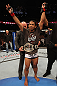 DENVER, CO - AUGUST 11:  Benson Henderson reacts after defeating Frankie Edgar at UFC 150 inside Pepsi Center on August 11, 2012 in Denver, Colorado. (Photo by Nick Laham/Zuffa LLC/Zuffa LLC via Getty Images)
