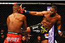 ATLANTA, GA - APRIL 21:  Jon Jones (L) fights Rashad Evans during their light heavyweight title bout for UFC 145 at Philips Arena on April 21, 2012 in Atlanta, Georgia.  (Photo by Al Bello/Zuffa LLC/Zuffa LLC via Getty Images) *** Local Caption *** Jon Jones; Rashad Evans