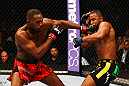 ATLANTA, GA - APRIL 21:  Jon Jones (L) fights Rashad Evans during their light heavyweight title bout for UFC 145 at Philips Arena on April 21, 2012 in Atlanta, Georgia.  (Photo by Al Bello/Zuffa LLC/Zuffa LLC via Getty Images) *** Local Caption *** Jon Jones; Rashad Evans