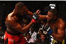 ATLANTA, GA - APRIL 21:  Jon Jones (L) fights Rashad Evans during their light heavyweight title bout for UFC 145 at Philips Arena on April 21, 2012 in Atlanta, Georgia.  (Photo by Al Bello/Zuffa LLC/Zuffa LLC via Getty Images)