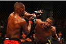 ATLANTA, GA - APRIL 21:  Jon Jones (L) blocks a punch by Rashad Evans during their light heavyweight title bout for UFC 145 at Philips Arena on April 21, 2012 in Atlanta, Georgia.  (Photo by Al Bello/Zuffa LLC/Zuffa LLC via Getty Images)