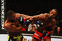 ATLANTA, GA - APRIL 21:  Jon Jones and Rashad Evans exchange blows during their light heavyweight title bout for UFC 145 at Philips Arena on April 21, 2012 in Atlanta, Georgia.  (Photo by Al Bello/Zuffa LLC/Zuffa LLC via Getty Images)