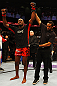 ATLANTA, GA - APRIL 21:  Jon Jones celebrates defeating Rashad Evans by unanimous decision in their light heavyweight title bout for UFC 145 at Philips Arena on April 21, 2012 in Atlanta, Georgia.  (Photo by Al Bello/Zuffa LLC/Zuffa LLC via Getty Images)