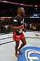 ATLANTA, GA - APRIL 21:  Jon Jones celebrates defeating Rashad Evans by unanimous decision in their light heavyweight title bout for UFC 145 at Philips Arena on April 21, 2012 in Atlanta, Georgia.  (Photo by Al Bello/Zuffa LLC/Zuffa LLC via Getty Images) *** Local Caption *** Jon Jones