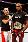 ATLANTA, GA - APRIL 21:  Jon Jones celebrates defeating Rashad Evans by unanimous decision in their light heavyweight title bout for UFC 145 at Philips Arena on April 21, 2012 in Atlanta, Georgia.  (Photo by Al Bello/Zuffa LLC/Zuffa LLC via Getty Images)