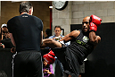 TORONTO, CANADA - SEPTEMBER 19:  Demetrious Johnson works out for fans and media during the UFC 152 open workouts at Xtreme Couture Gym on September 19, 2012 in Toronto, Ontario, Canada.  (Photo by Josh Hedges/Zuffa LLC/Zuffa LLC via Getty Images)
