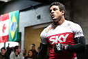 TORONTO, CANADA - SEPTEMBER 19:   Vitor Belfort works out for fans and media during the UFC 152 open workouts at Xtreme Couture Gym on September 19, 2012 in Toronto, Ontario, Canada.  (Photo by Josh Hedges/Zuffa LLC/Zuffa LLC via Getty Images)