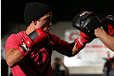 TORONTO, CANADA - SEPTEMBER 19:   Joseph Benavidez works out for fans and media during the UFC 152 open workouts at Xtreme Couture Gym on September 19, 2012 in Toronto, Ontario, Canada.  (Photo by Josh Hedges/Zuffa LLC/Zuffa LLC via Getty Images)