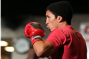TORONTO, CANADA - SEPTEMBER 19:   Joseph Benavidez works out for fans and media during the UFC 152 open workouts at Xtreme Couture Gym on September 19, 2012 in Toronto, Ontario, Canada.  (Photo by Josh Hedges/Zuffa LLC/Zuffa LLC via Getty Images)