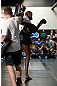 TORONTO, CANADA - SEPTEMBER 19:   Jon "Bones" Jones works out for fans and media during the UFC 152 open workouts at Xtreme Couture Gym on September 19, 2012 in Toronto, Ontario, Canada.  (Photo by Josh Hedges/Zuffa LLC/Zuffa LLC via Getty Images)