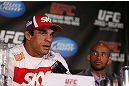 TORONTO, CANADA - SEPTEMBER 20: Vitor Belfort interacts with media during the UFC 152 pre-fight press conference at Real Sports Bar and Grill on September 20, 2012 in Toronto, Ontario, Canada. (Photo by Josh Hedges/Zuffa LLC/Zuffa LLC via Getty Images)