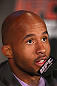 TORONTO, CANADA - SEPTEMBER 20: Demetrious Johnson interacts with media during the UFC 152 pre-fight press conference at Real Sports Bar and Grill on September 20, 2012 in Toronto, Ontario, Canada. (Photo by Josh Hedges/Zuffa LLC/Zuffa LLC via Getty Images)