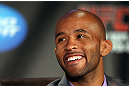 TORONTO, CANADA - SEPTEMBER 20: Demetrious Johnson interacts with media during the UFC 152 pre-fight press conference at Real Sports Bar and Grill on September 20, 2012 in Toronto, Ontario, Canada. (Photo by Josh Hedges/Zuffa LLC/Zuffa LLC via Getty Images)