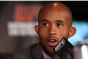 TORONTO, CANADA - SEPTEMBER 20: Demetrious Johnson interacts with media during the UFC 152 pre-fight press conference at Real Sports Bar and Grill on September 20, 2012 in Toronto, Ontario, Canada. (Photo by Josh Hedges/Zuffa LLC/Zuffa LLC via Getty Images)