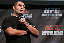 TORONTO, CANADA - SEPTEMBER 21:   Cain Velasquez interacts with fans during a Q&A session before the UFC 152 weigh in at Mattamy Athletic Centre at the Gardens on September 21, 2012 in Toronto, Ontario, Canada.  (Photo by Josh Hedges/Zuffa LLC/Zuffa LLC via Getty Images)