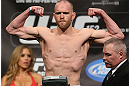 TORONTO, CANADA - SEPTEMBER 21: T.J. Grant weighs in during the UFC 152 weigh in at Mattamy Athletic Centre at the Gardens on September 21, 2012 in Toronto, Ontario, Canada. (Photo by Josh Hedges/Zuffa LLC/Zuffa LLC via Getty Images)