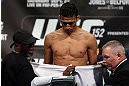 TORONTO, CANADA - SEPTEMBER 21: Charles Oliveira weighs in during the UFC 152 weigh in at Mattamy Athletic Centre at the Gardens on September 21, 2012 in Toronto, Ontario, Canada. (Photo by Josh Hedges/Zuffa LLC/Zuffa LLC via Getty Images)