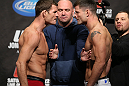 TORONTO, CANADA - SEPTEMBER 21: UFC President Dana White separates opponents Michael Bisping (L) and Brian Stann (R) during the UFC 152 weigh in at Mattamy Athletic Centre at the Gardens on September 21, 2012 in Toronto, Ontario, Canada. (Photo by Josh Hedges/Zuffa LLC/Zuffa LLC via Getty Images)