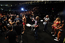 TORONTO, CANADA - SEPTEMBER 21:    UFC President Dana White separates opponents Michael Bisping (R) and Brian Stann (L) during the UFC 152 weigh in at Mattamy Athletic Centre at the Gardens on September 21, 2012 in Toronto, Ontario, Canada.  (Photo by Josh Hedges/Zuffa LLC/Zuffa LLC via Getty Images)
