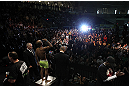 TORONTO, CANADA - SEPTEMBER 21:    Demetrious Johnson weighs in during the UFC 152 weigh in at Mattamy Athletic Centre at the Gardens on September 21, 2012 in Toronto, Ontario, Canada.  (Photo by Josh Hedges/Zuffa LLC/Zuffa LLC via Getty Images)