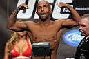 TORONTO, CANADA - SEPTEMBER 21: Demetrious Johnson weighs in during the UFC 152 weigh in at Mattamy Athletic Centre at the Gardens on September 21, 2012 in Toronto, Ontario, Canada. (Photo by Josh Hedges/Zuffa LLC/Zuffa LLC via Getty Images)