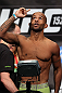 TORONTO, CANADA - SEPTEMBER 21: Demetrious Johnson weighs in during the UFC 152 weigh in at Mattamy Athletic Centre at the Gardens on September 21, 2012 in Toronto, Ontario, Canada. (Photo by Josh Hedges/Zuffa LLC/Zuffa LLC via Getty Images)