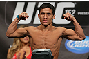 TORONTO, CANADA - SEPTEMBER 21: Joseph Benavidez weighs in during the UFC 152 weigh in at Mattamy Athletic Centre at the Gardens on September 21, 2012 in Toronto, Ontario, Canada. (Photo by Josh Hedges/Zuffa LLC/Zuffa LLC via Getty Images)