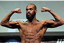 TORONTO, CANADA - SEPTEMBER 21: Jon ''Bones'' Jones weighs in during the UFC 152 weigh in at Mattamy Athletic Centre at the Gardens on September 21, 2012 in Toronto, Ontario, Canada. (Photo by Mike Roach/Zuffa LLC/Zuffa LLC via Getty Images)